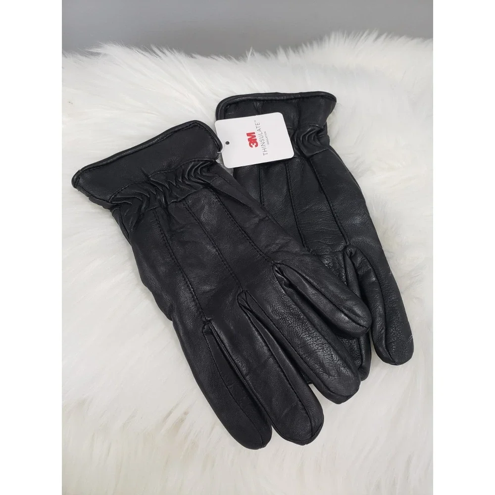 NEW Womens Black Genuine Soft Leather Thinsulate Isolant Gloves Size M/L DRIVING